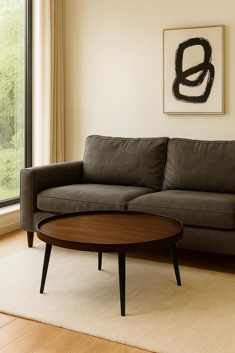 Greta 35" round coffee table walnut