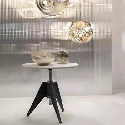 Screw Side Table White Marble Top 24"