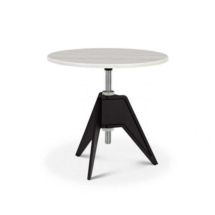 Screw Side Table White Marble Top 24"
